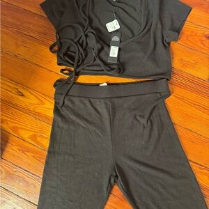 NWT Fashion Nova All Tied Up Biker Short Set